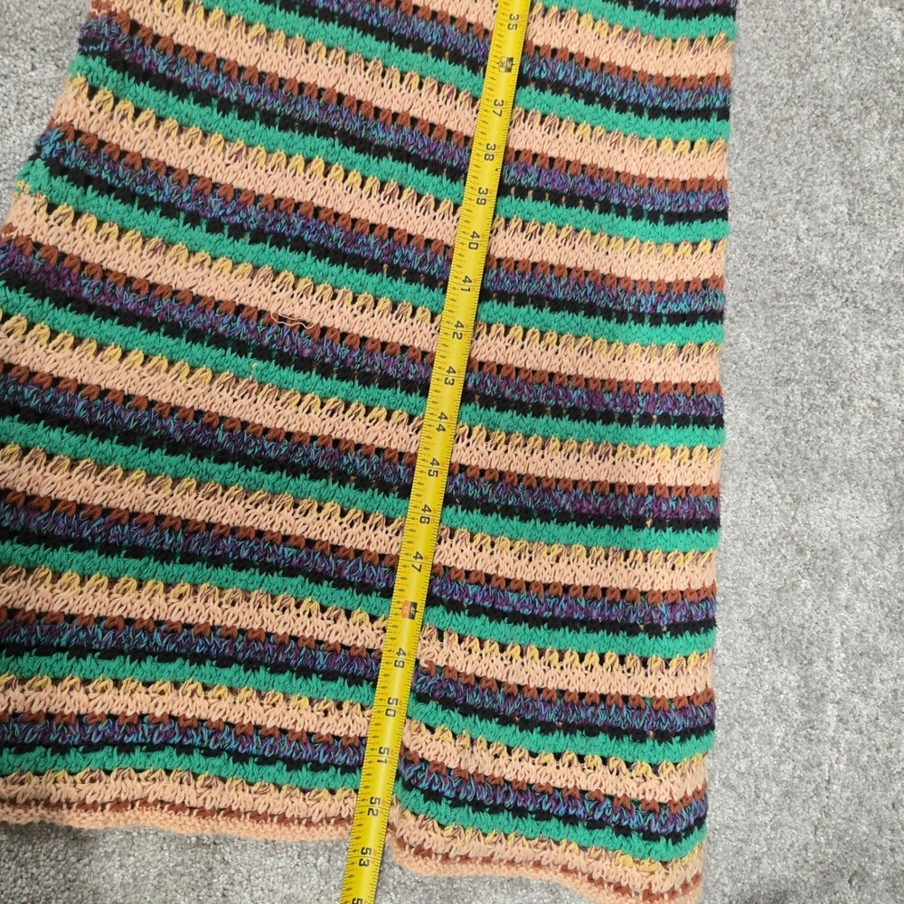 Zara Multi Color Striped Crochet Knit V-Neck Maxi Dress Boho Summer Beach Size S - Picture 5 of 10